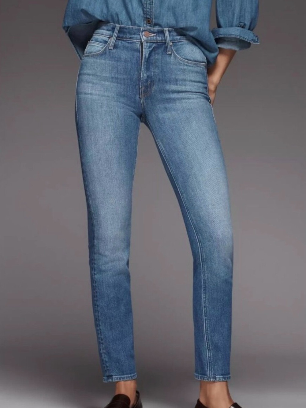 Mother Denim Jeans Mid Rise Dazzler Ankle When The Time Is Right Stretch Blue 28